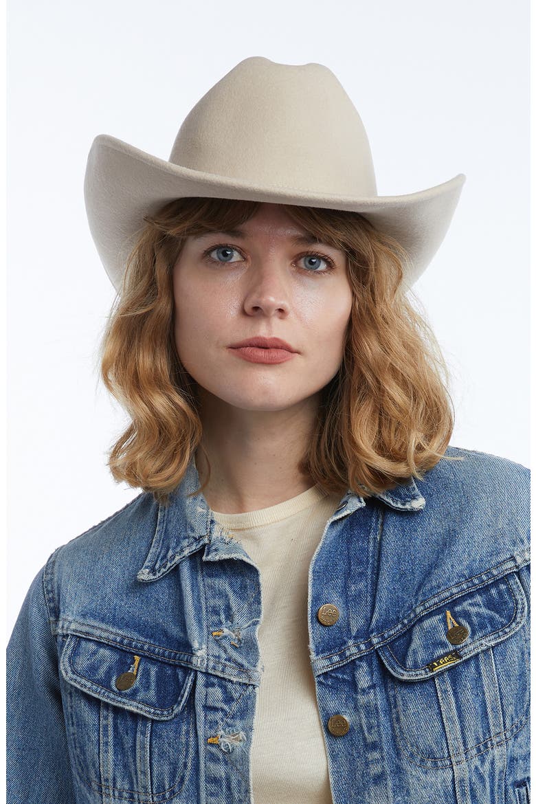Felted Wool Cowboy Hat, Alternate, color, OATMEAL