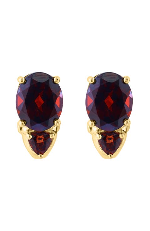 14K Yellow Gold ,Garnet Earrings