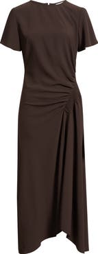 Nordstrom Split Sleeve Side Smocked Midi Dress