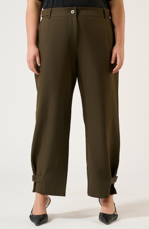 Estelle Namib High Waist Button Tab Hem Pants In Black