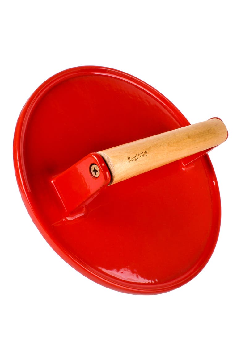 2-Piece Cast Iron Spoon Rest & Steak Press Set, Alternate, color, RED