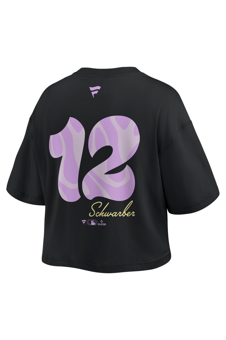 Women's Fanatics Kyle Schwarber Black Philadelphia Phillies Name & Number Cropped Top, Alternate, color, Black