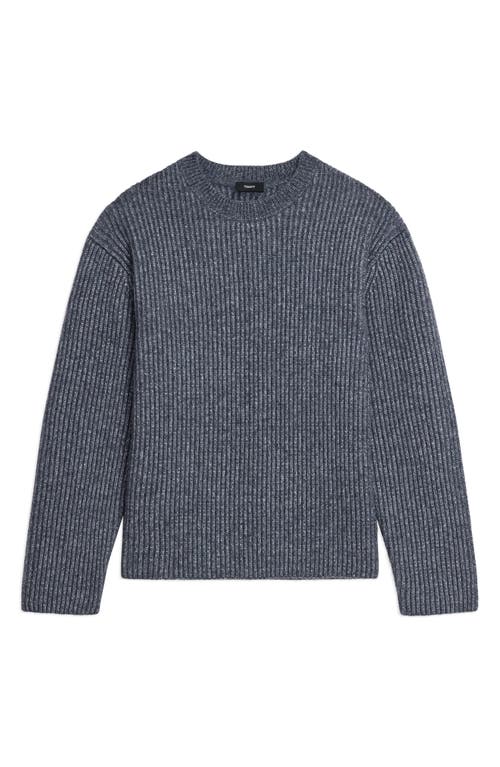 Theory Oversize Ribbed Wool & Cotton Crewneck Sweater In Gray