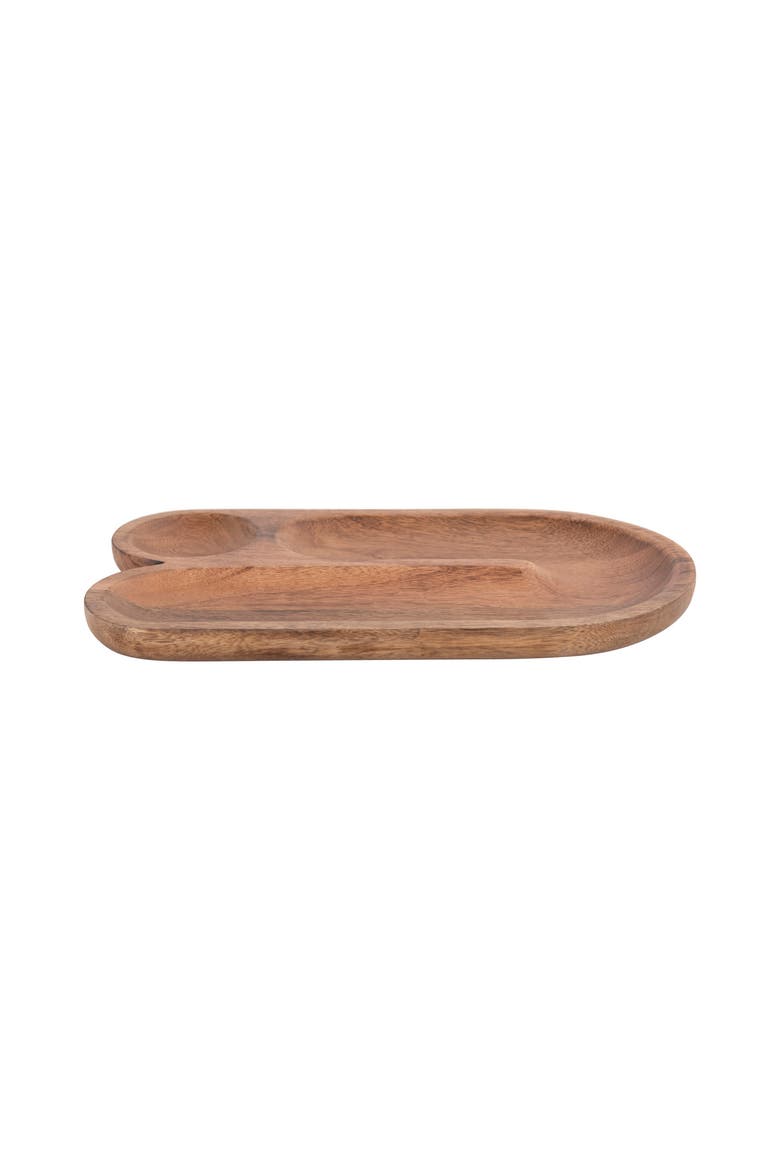 Mango Wood Sectioned Tray, U-Shaped, Main, color, Walnut