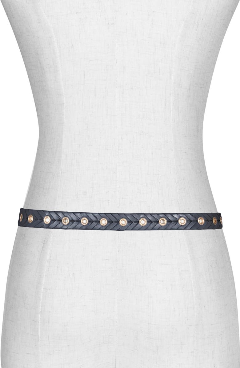 AllSaints Woven Leather Eyelet Belt, Alternate, color,