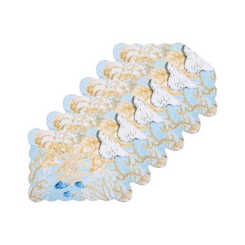 C & F Home C&f Home Belmont Reef Reversible Machine Washable Scallop Quilt Placemats Set Of 6 In Multi