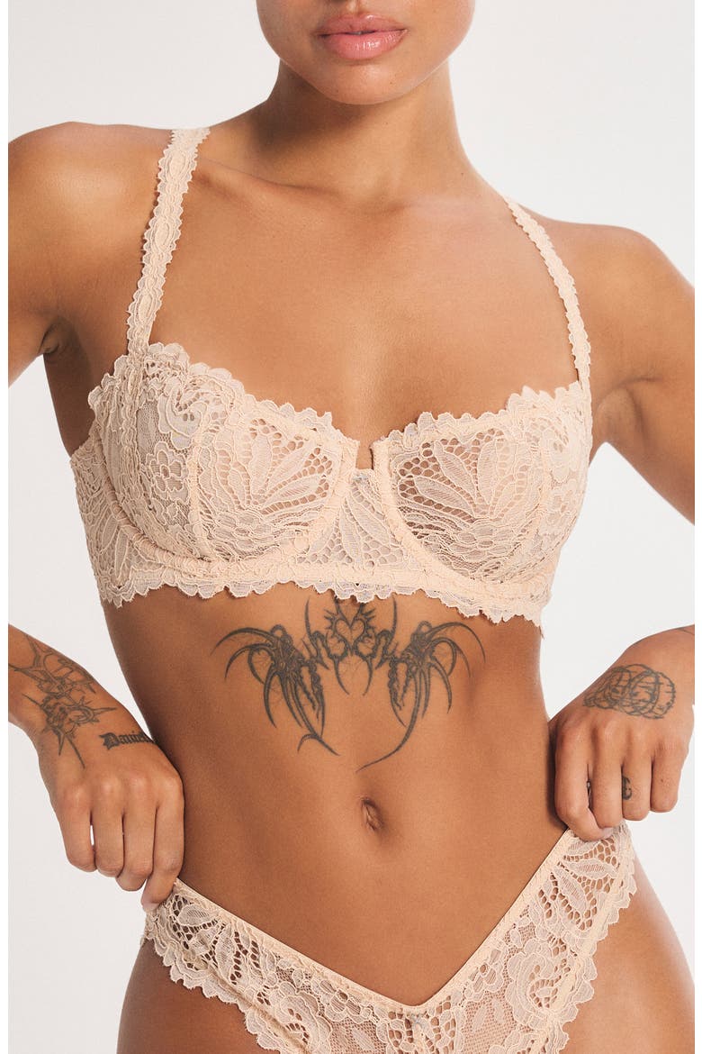 Romantic Corded Lace Unlined Underwire Bra, Main, color, HONEY NUDE