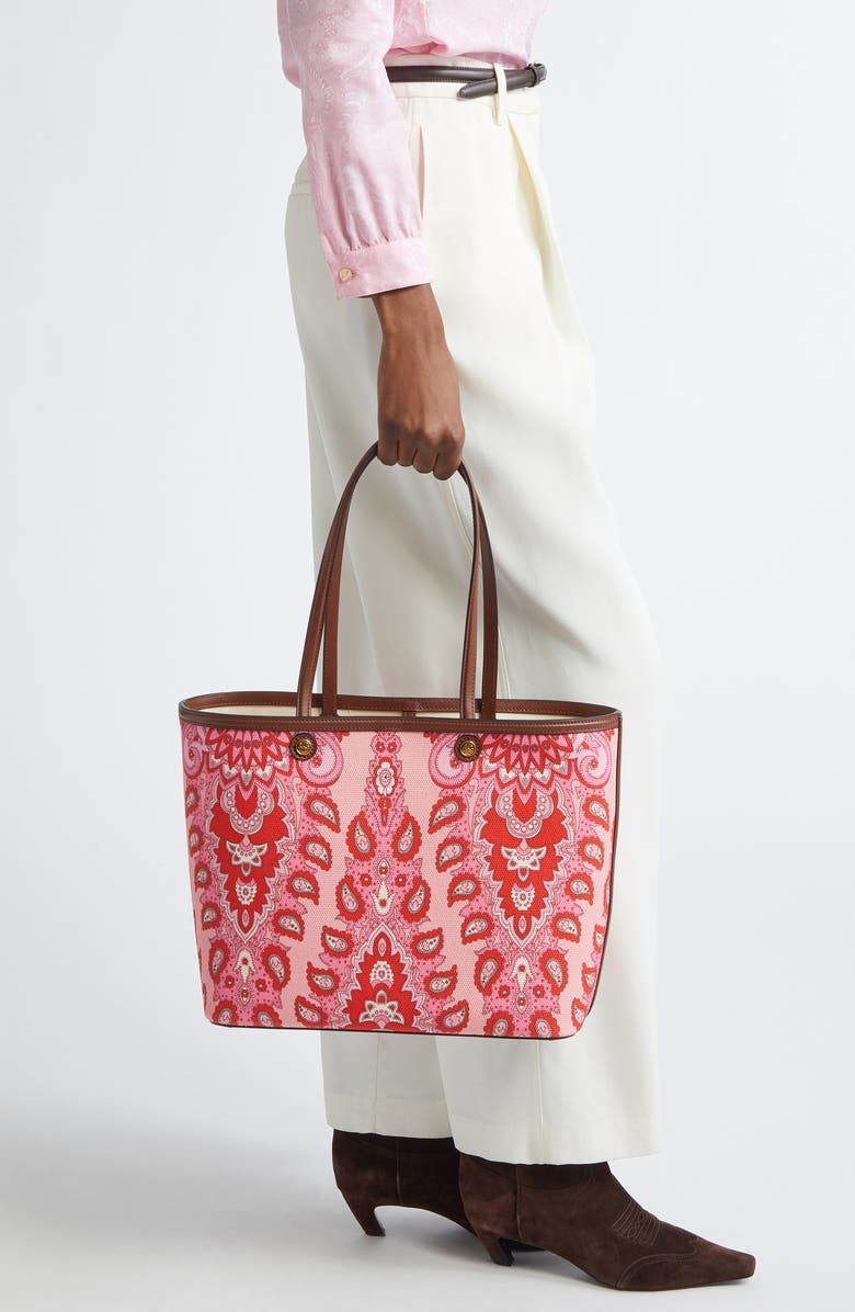 Etro Medium Essential Paisley Cotton Canvas Tote, Alternate, color,