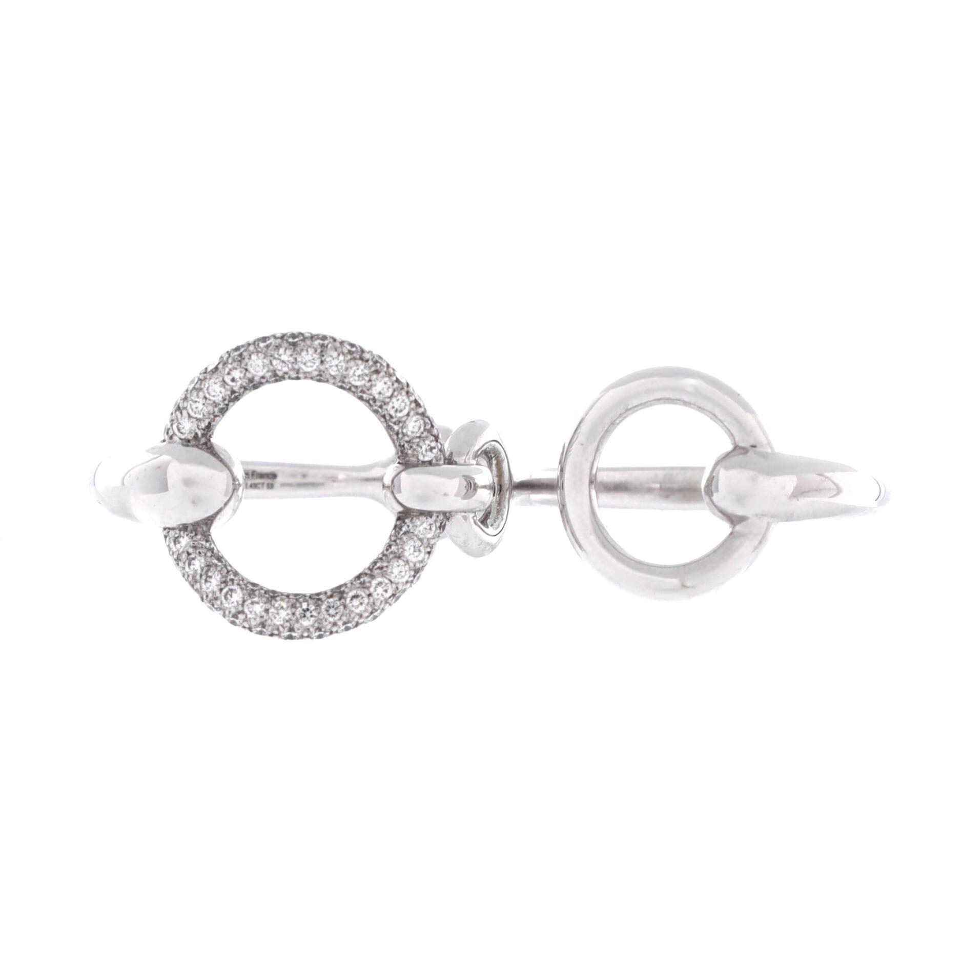 Filet d'Or Double Ring 18K White Gold with Diamonds Large, Main, color, Metallic Gold