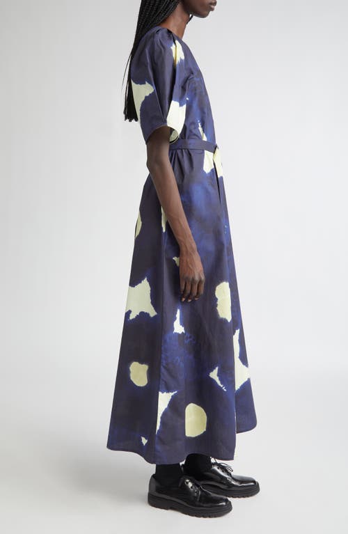 Marimekko Juhlinta Kehaukka Puff Sleeve Cotton Maxi Dress In Blue