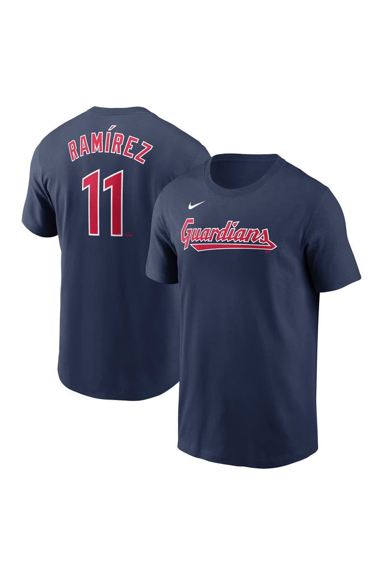 Men's Nike Jose Ramirez Navy Cleveland Guardians Fuse Name & Number T-Shirt, Main, color, Navy
