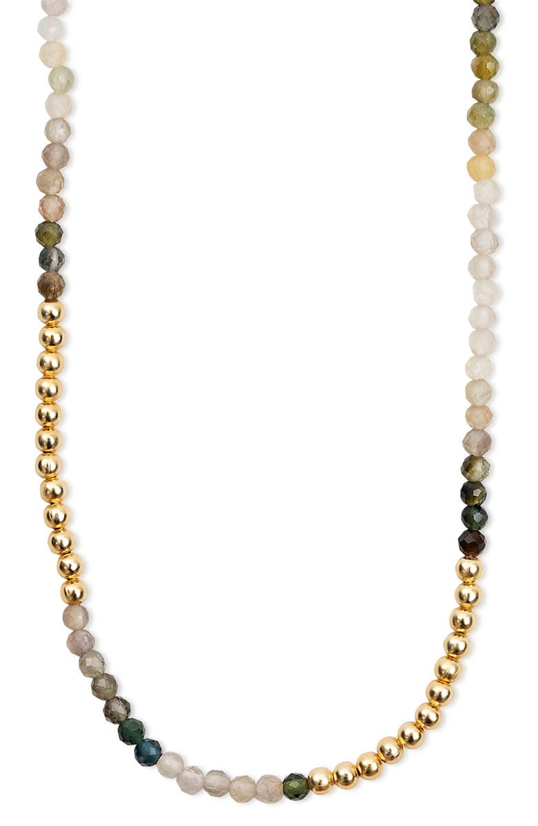 Argento Vivo Sterling Silver Beaded Necklace, Main, color, Gold