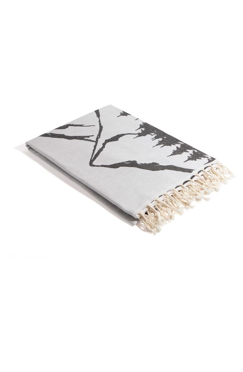 InfuseZen Mountain 100% Cotton Reversible Turkish Towel, Alternate, color, Black