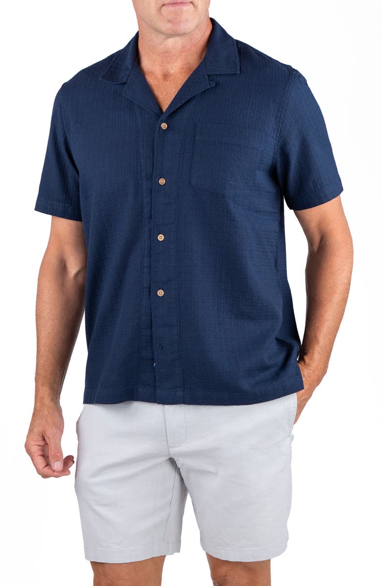 Tailor Vintage Cotton Dobby Cabana Shirt, Main, color, Navy Blazer