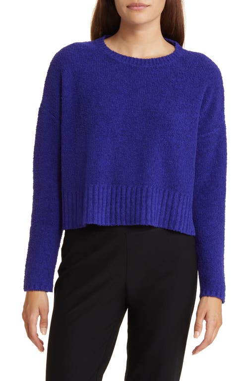 Eileen Fisher Crewneck Boxy Organic Cotton Blend Sweater in Blue Violet 