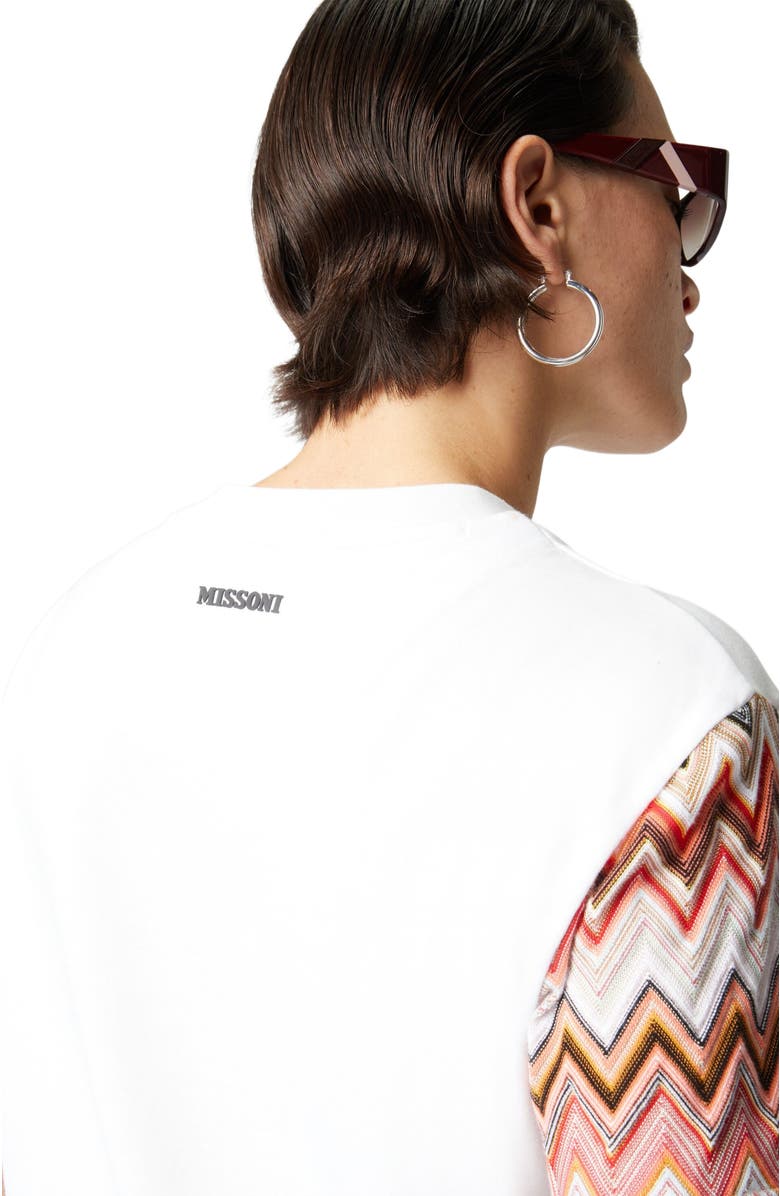 Missoni Crewneck T-shirt With Zig Zag Knit Sleeves, Alternate, color, 