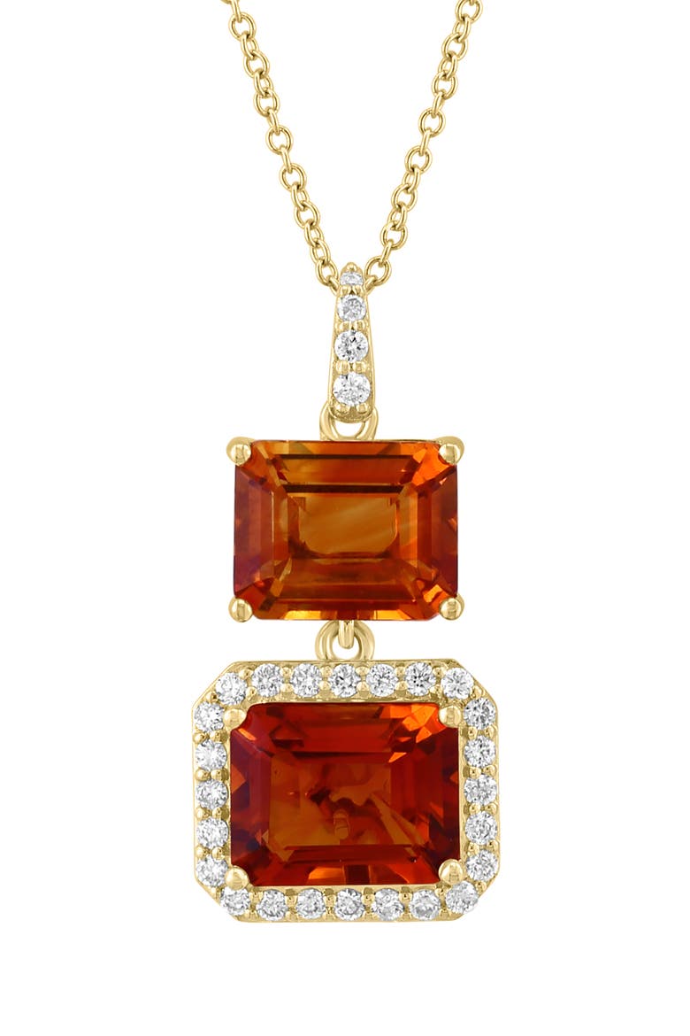 14K Yellow Gold Diamond & Citrine Tiered Pendant Necklace, Alternate, color, 14K Gold