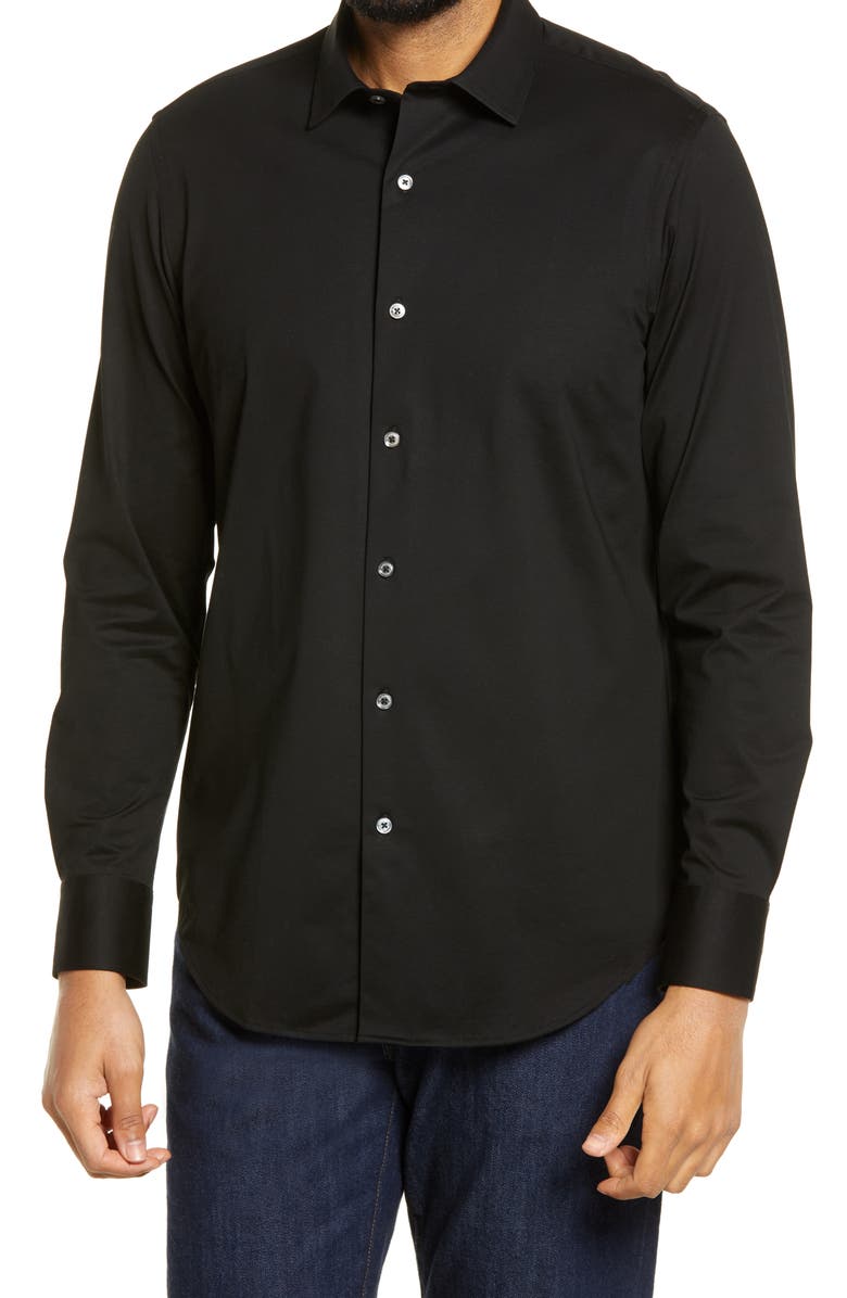 Bugatchi OoohCotton<sup>®</sup> Solid Button-Up Shirt, Main, color,