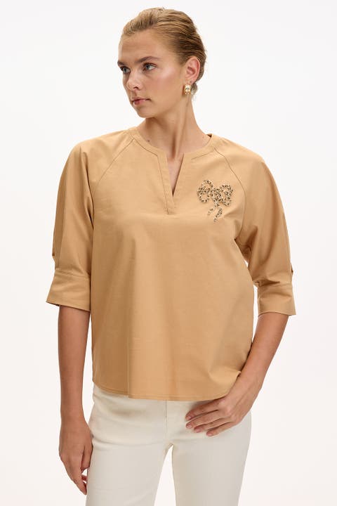 Katharine V Neck Short Sleeve Blouse