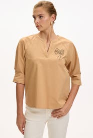 Exquise Katharine V Neck Short Sleeve Blouse