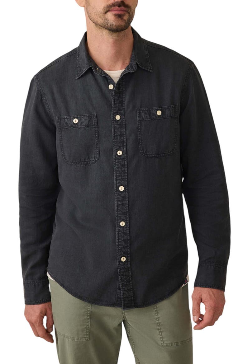 The Tried & True Lyocell & Linen Chambray Button-Up Shirt, Main, color, DURANGO BLACK