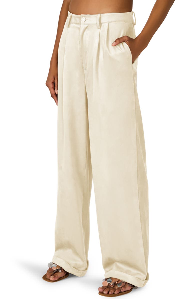 Steve Madden Clove Faux Suede Wide Leg Pants, Alternate, color, Irish Cream