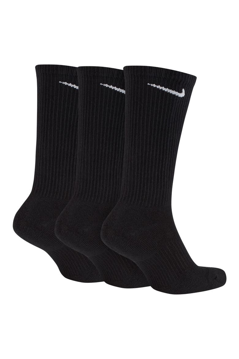 Assorted 3-Pack Everyday Plus Cushion Crew Training Socks, Alternate, color, BLACK/ WHITE