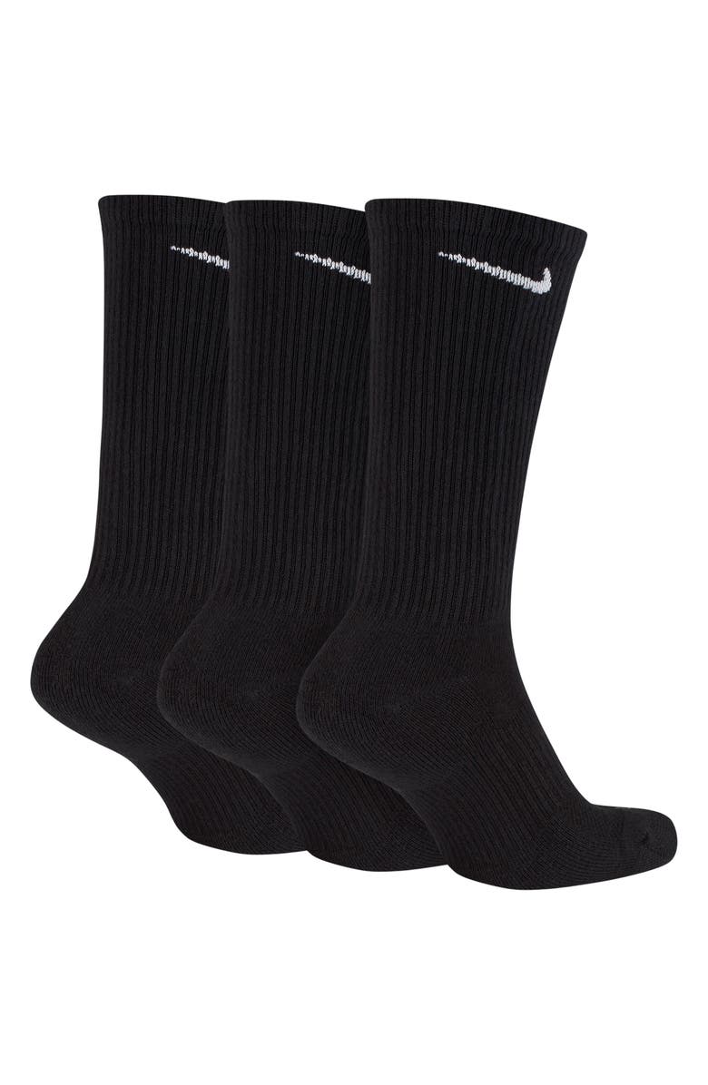 Nike Assorted 3-Pack Everyday Plus Cushion Crew Training Socks, Alternate, color, Black/ White