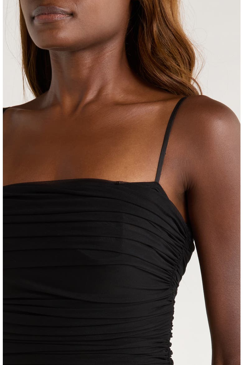 Ella Ruched Sleeveless Minidress, Alternate, color, BLACK