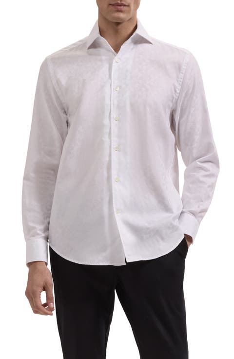 Alvin Shaped Fit Jacquard Button-Up Shirt