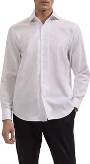 Bugatchi Alvin Shaped Fit Jacquard Button-Up Shirt