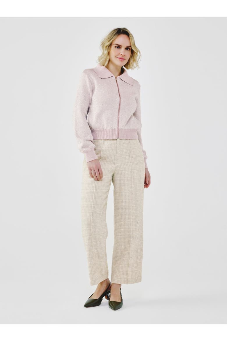 Sequin-Kissed Cotton Cardigan, Main, color, Dusty Pink