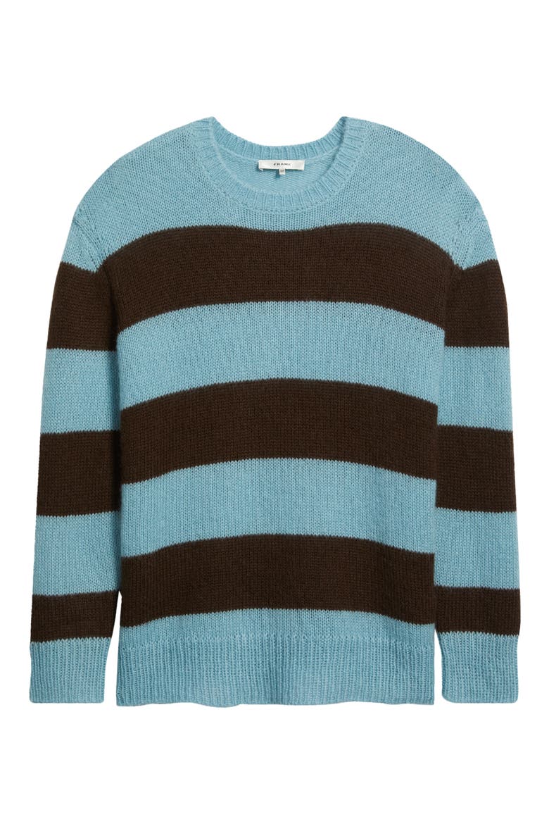 Fuzzy Stripe Crewneck Sweater, Alternate, color, MOCHA MULTI