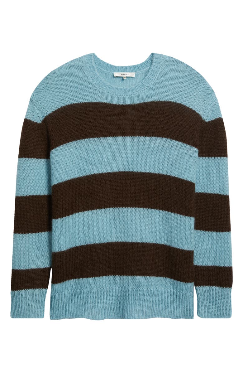 FRAME Fuzzy Stripe Crewneck Sweater, Alternate, color, Mocha Multi