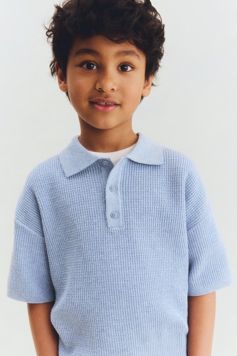Rib-knit Polo Shirt, Main, color, Light dusty blue