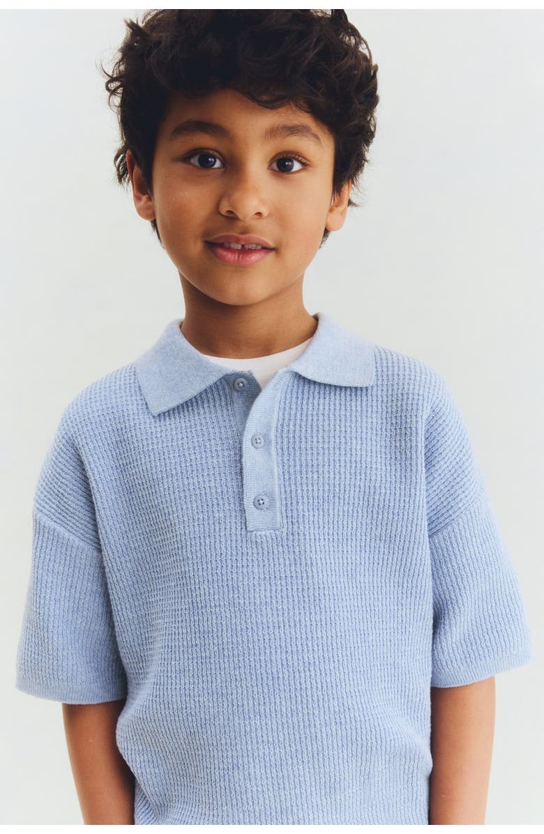 H&M Rib-knit Polo Shirt, Main, color, Light Dusty Blue