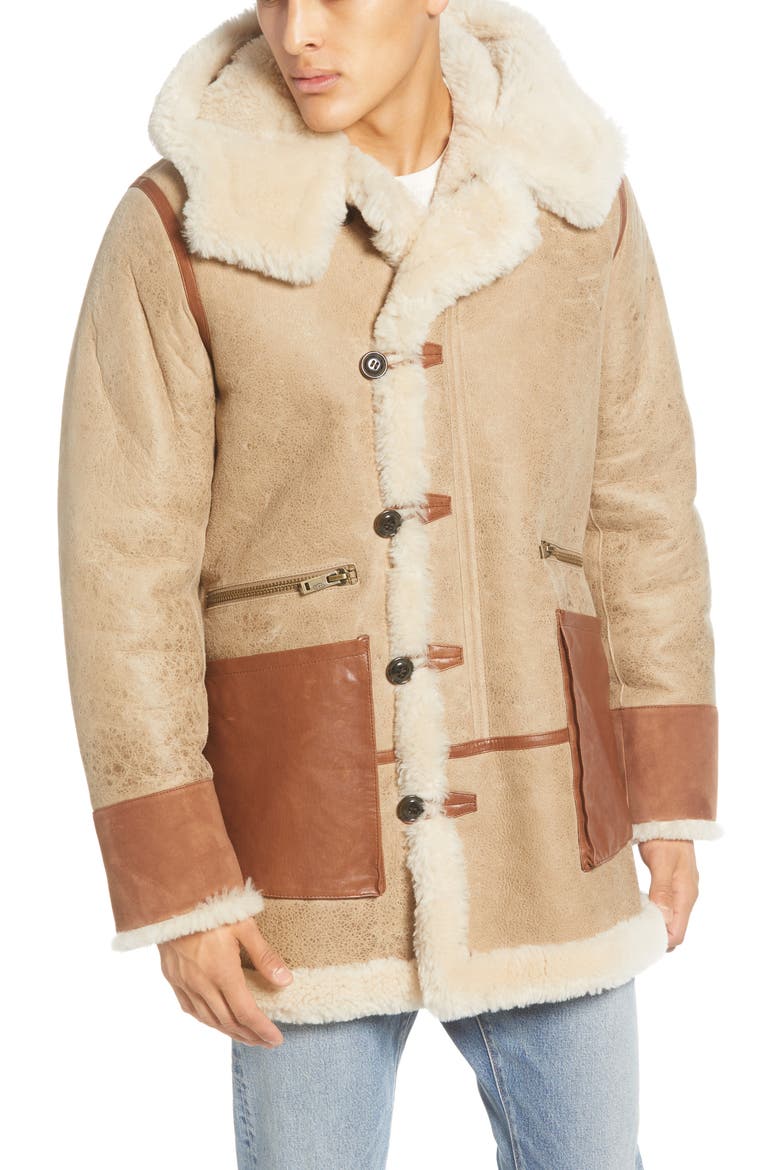 Yates Genuine Shearling Hooded Parka, Alternate, color, SAND