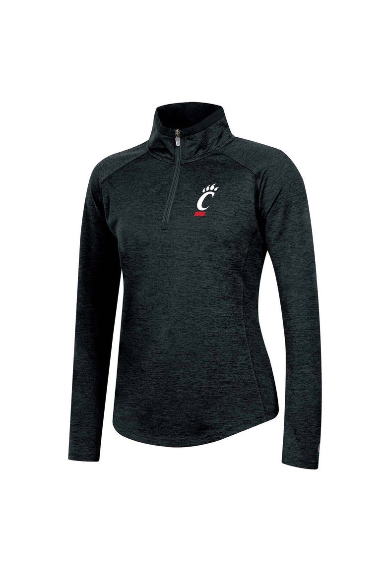 Women's Champion Black Cincinnati Bearcats Core Raglan Quarter-Zip Jacket, Main, color, Heather Black