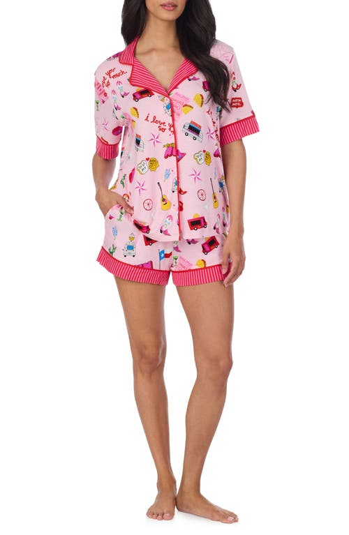 Room Service Pjs Print Boxer Pajamas In Blue