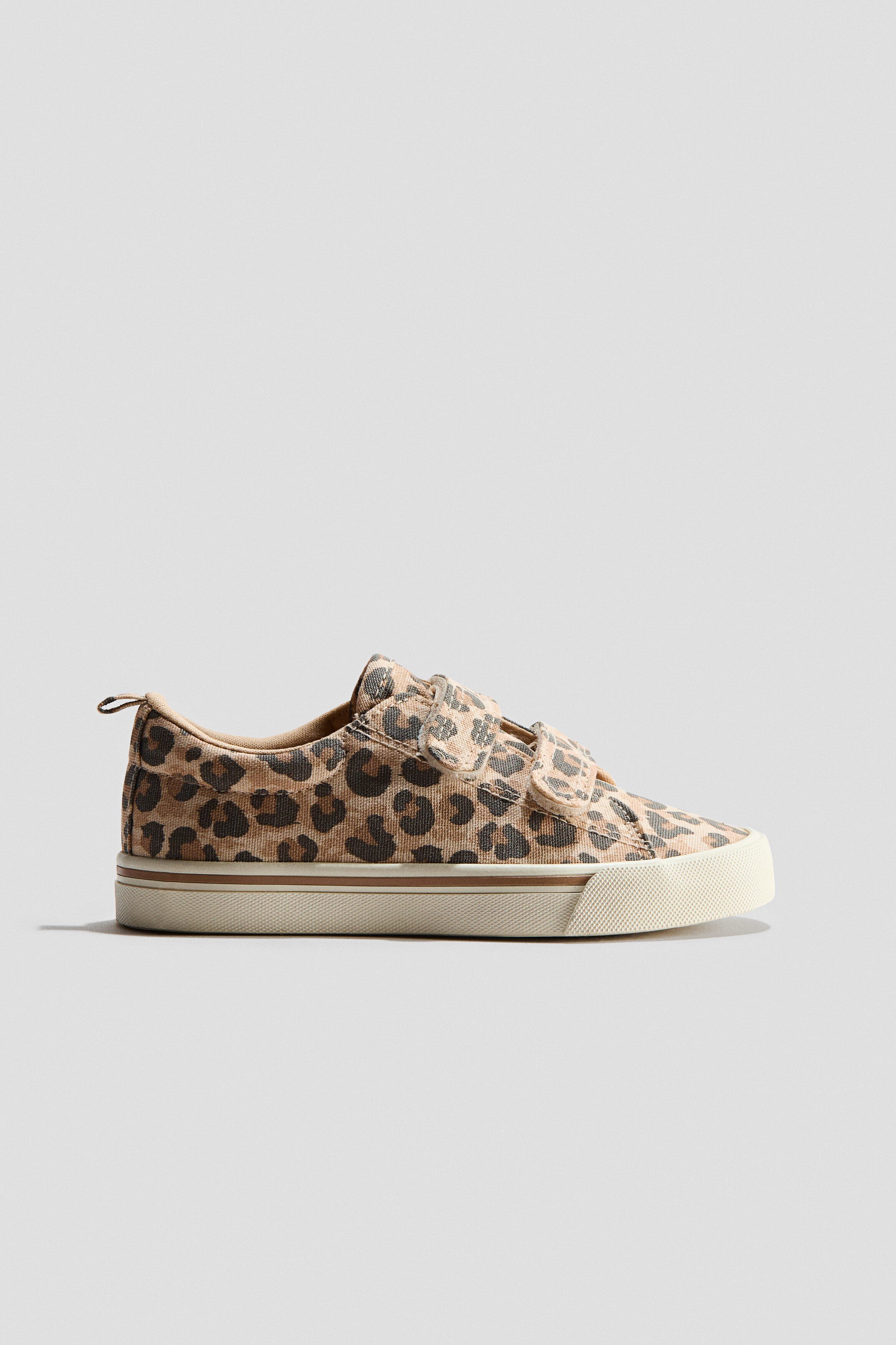 H&M Canvas Trainers, Main, color, Light Beige/Leopard Print