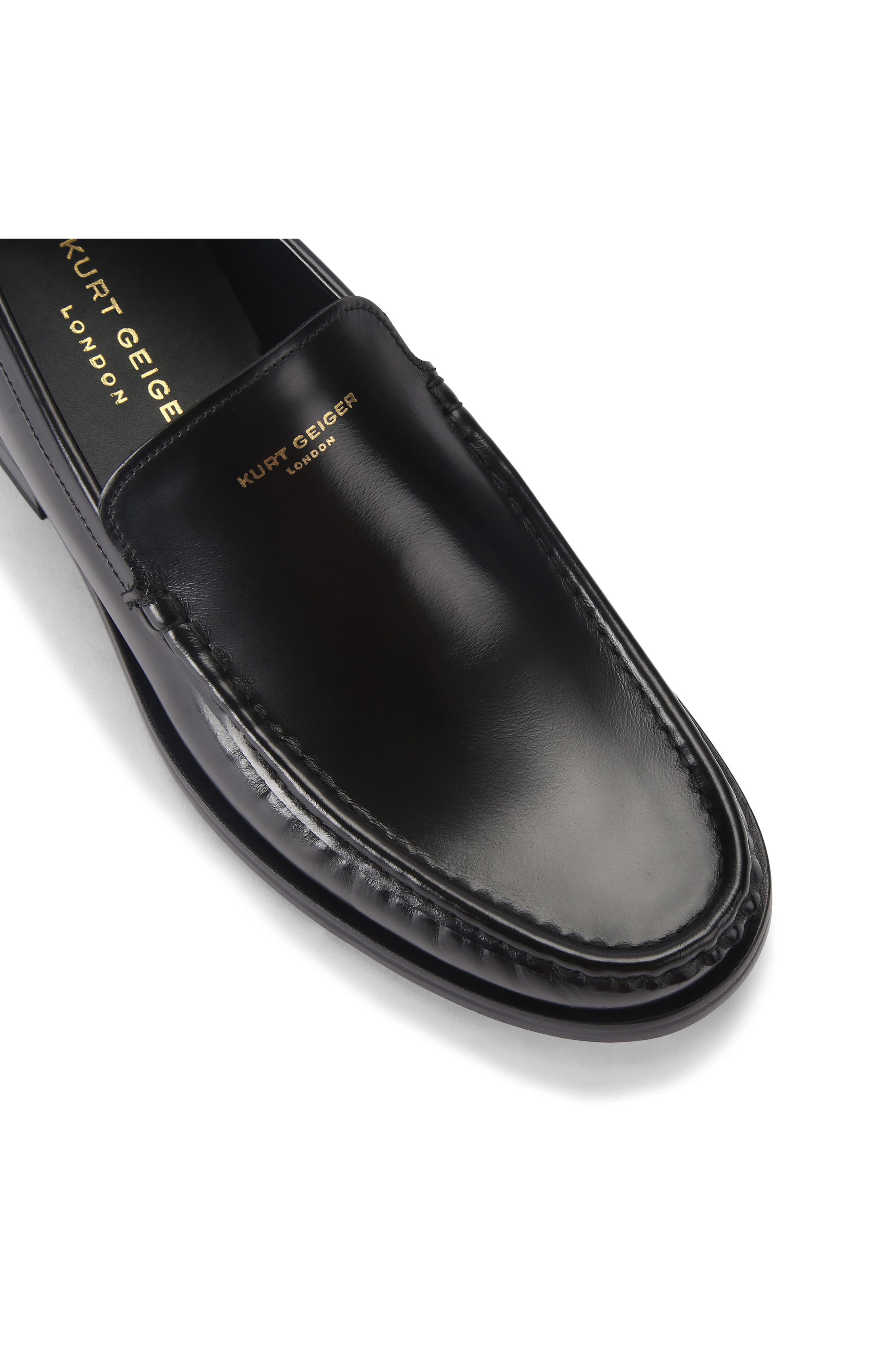 Kurt Geiger London Denman Moc Toe Leather Loafer, Alternate, color, Black