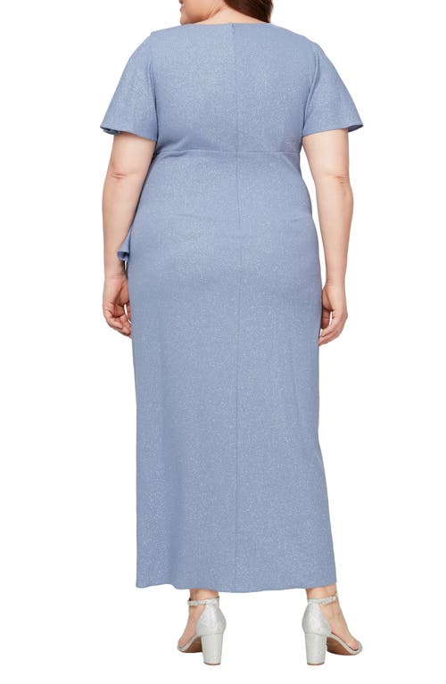Sl Fashions Sparkle Crystal Embellished Faux Wrap Gown In Periwinkle