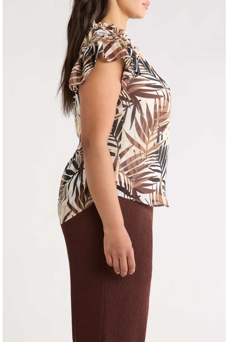 Ruffle Tie Neck Top, Alternate, color, WHITE DOVE MULTI