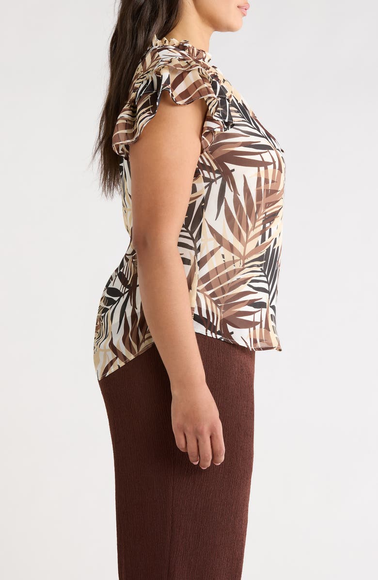 Anne Klein Ruffle Tie Neck Top, Alternate, color, White Dove Multi