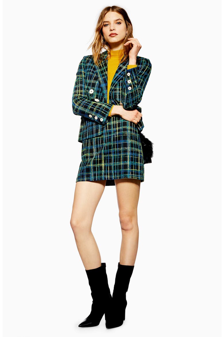 Bouclé Check Jacket, Alternate, color, BLACK MULTI