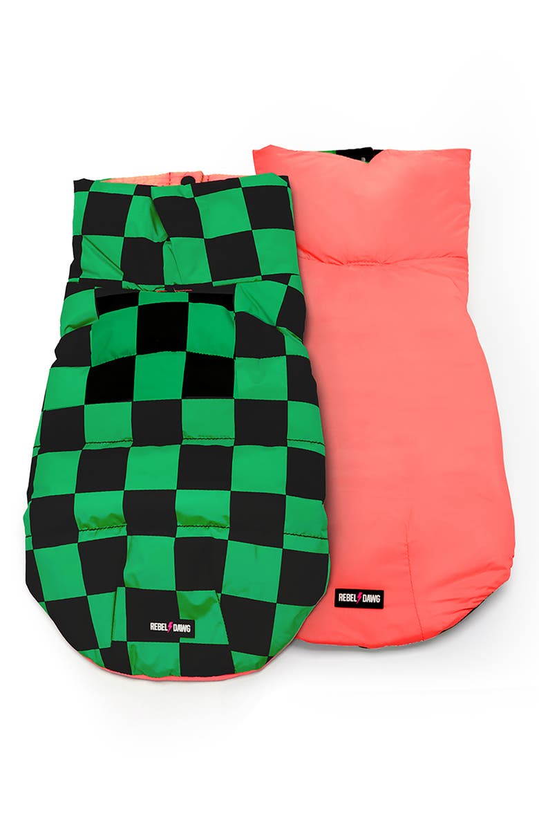 REBEL DAWG Reversible Dog Puffer Coat, Alternate, color, Green