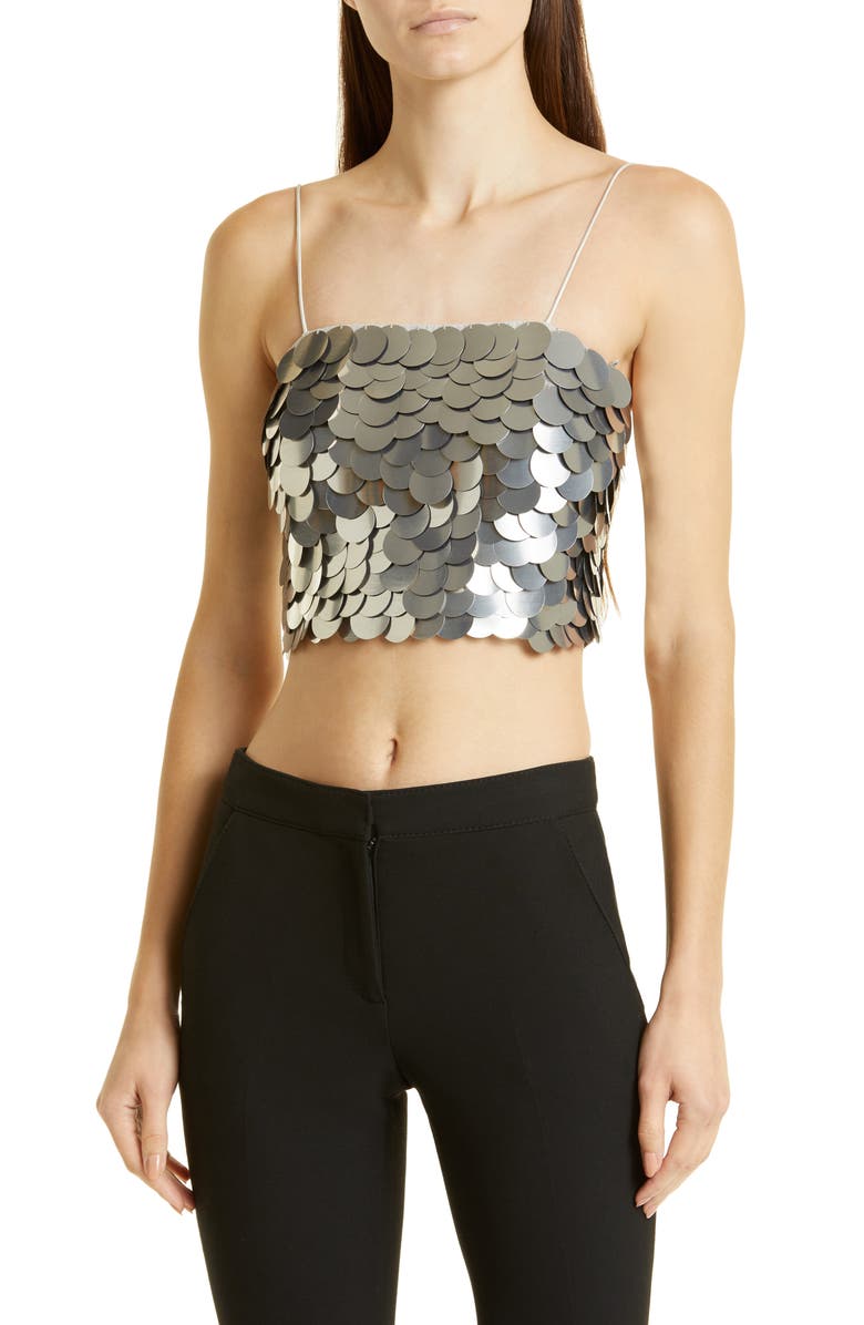Alice + Olivia Ceresi Metallic Disk Crop Top, Main, color,