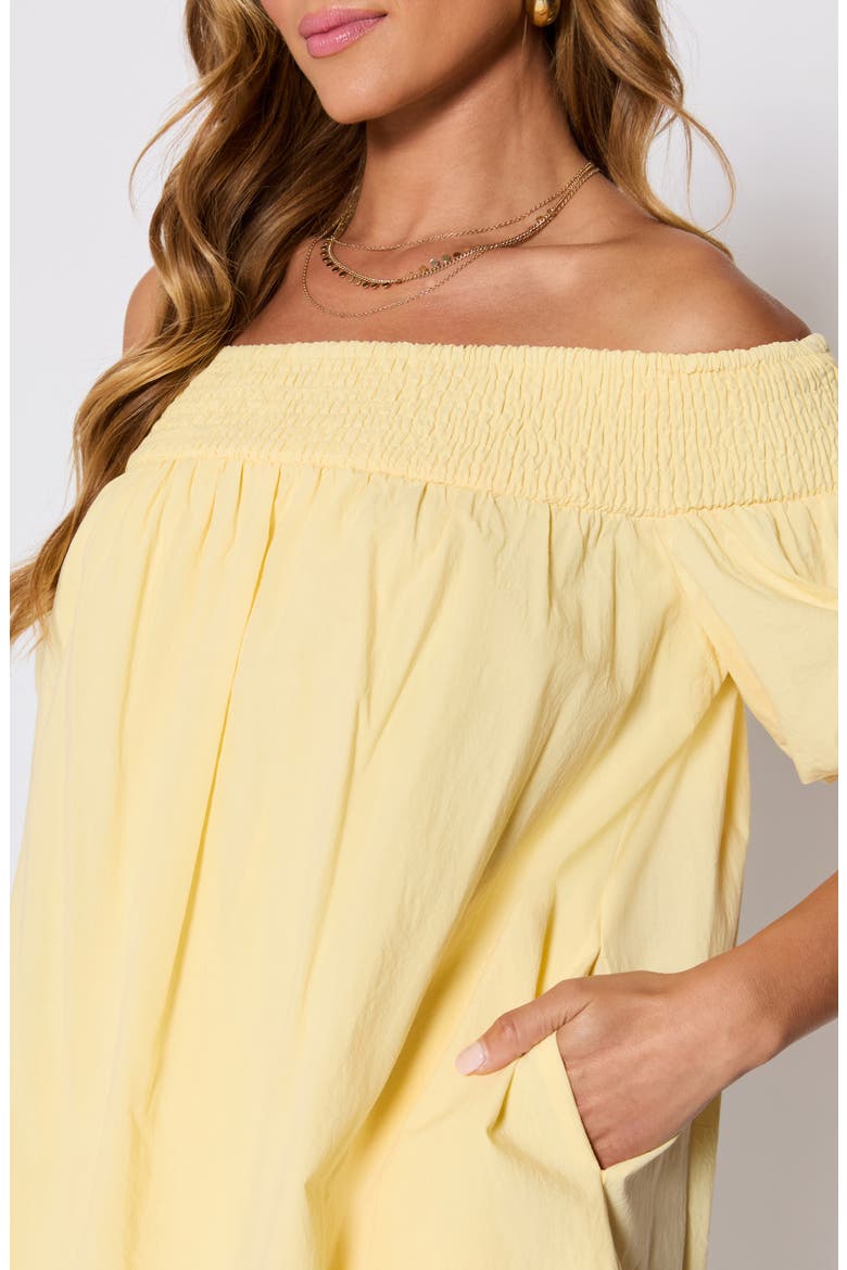 Lydia Smocked Off the Shoulder Cotton Minidress (Nordstrom Exclusive), Alternate, color, YELLOW