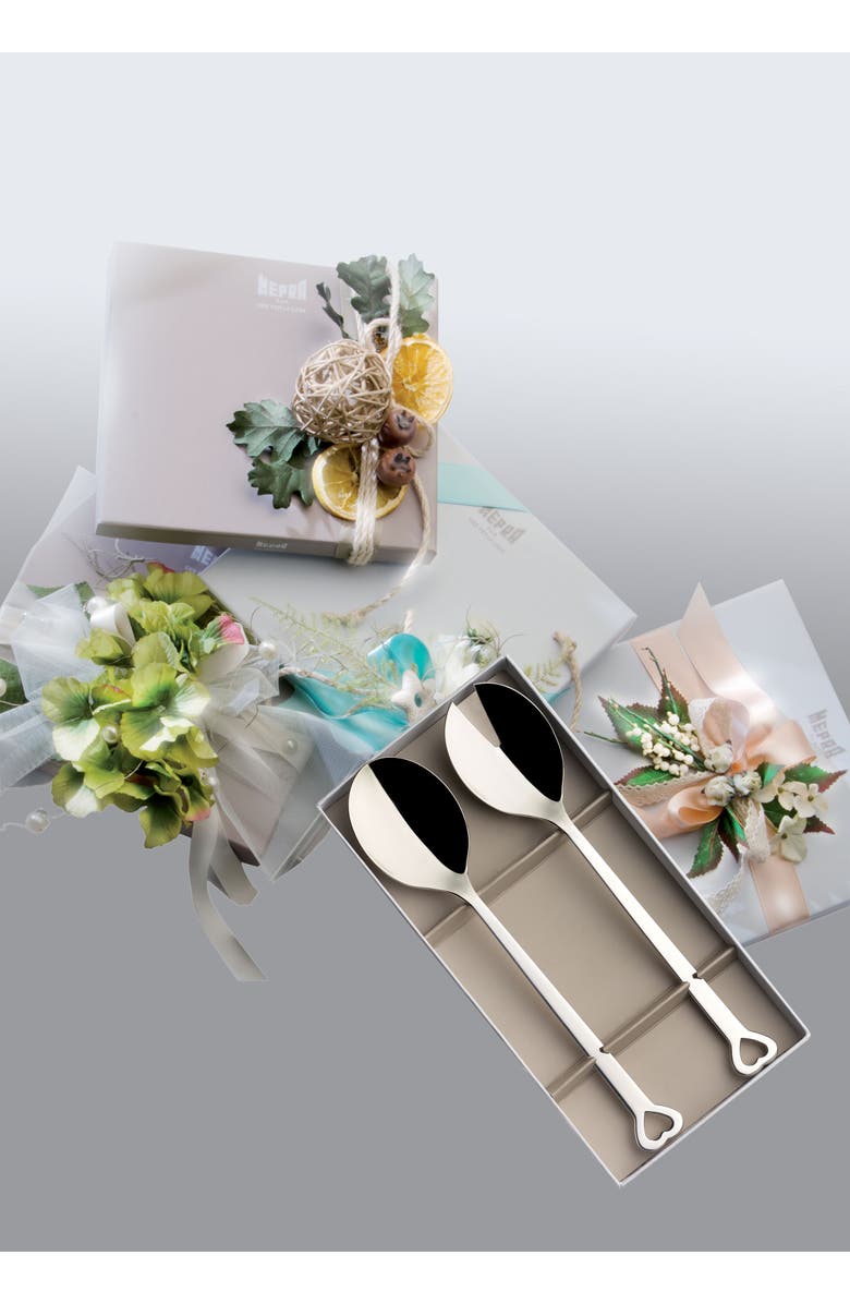 Mepra Evento Salad Serving Set - 2 Pieces, Alternate, color, Silver