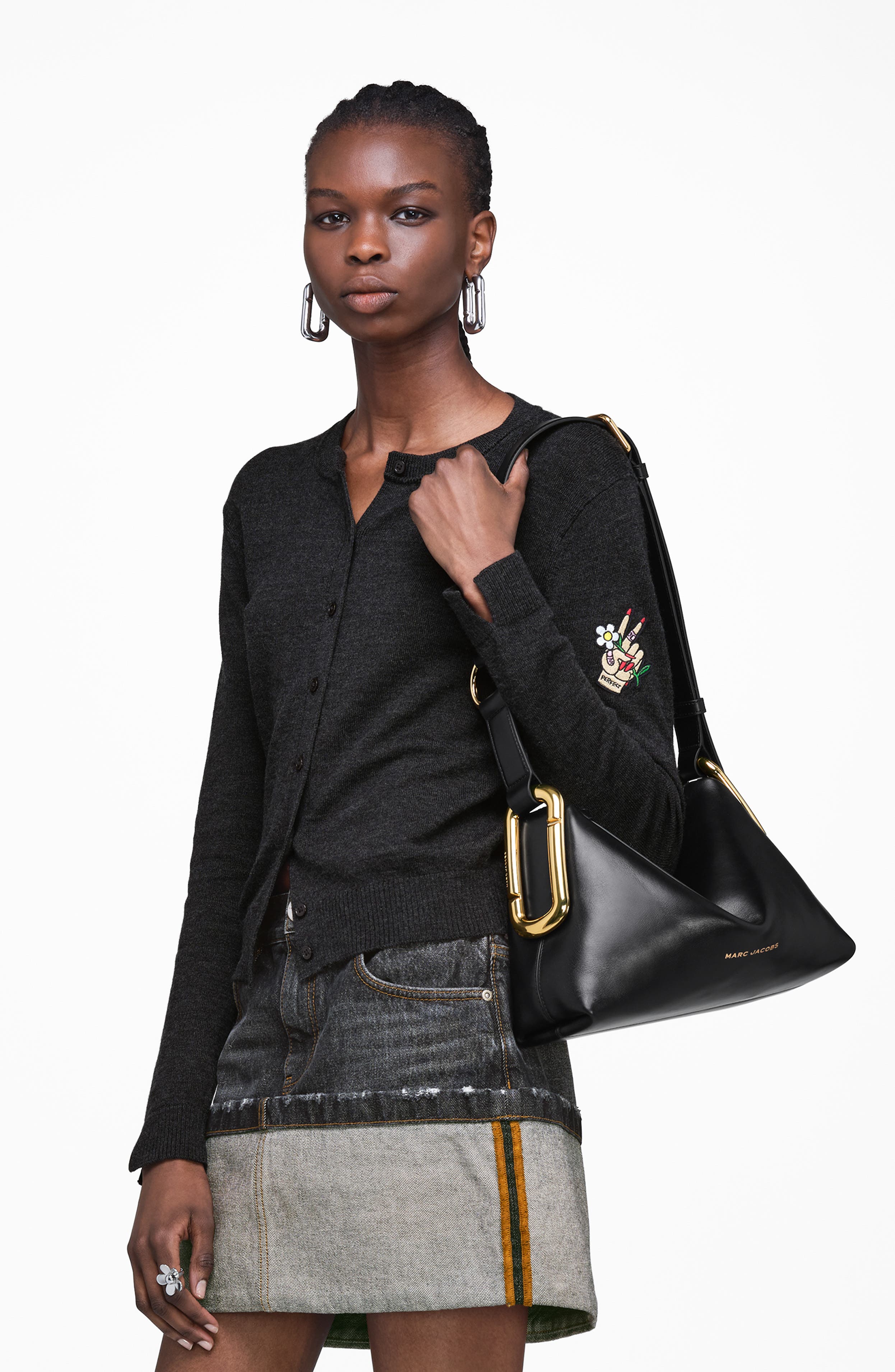 Marc Jacobs Medium Scene Leather Shoulder Bag, Alternate, color, Black